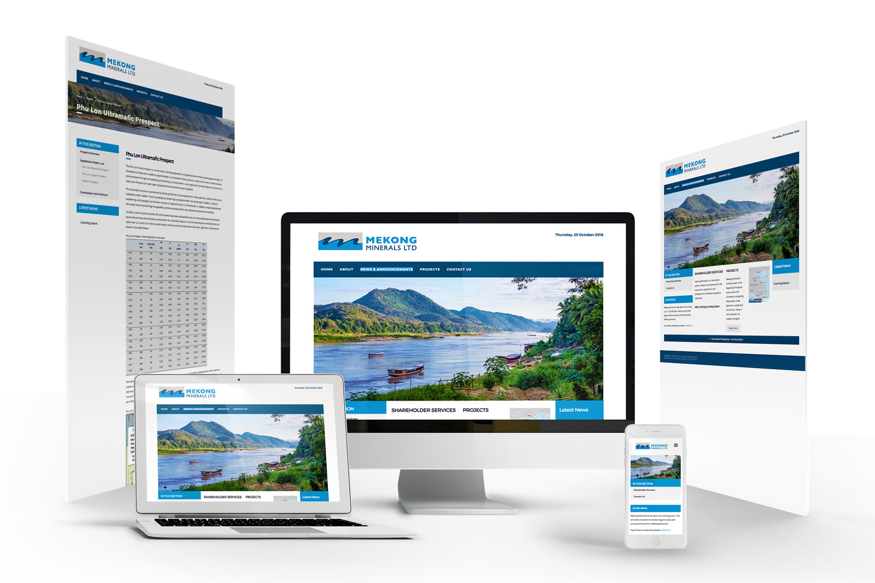 Mekong Minerals Ltd website on mobile responsive layouts and devices