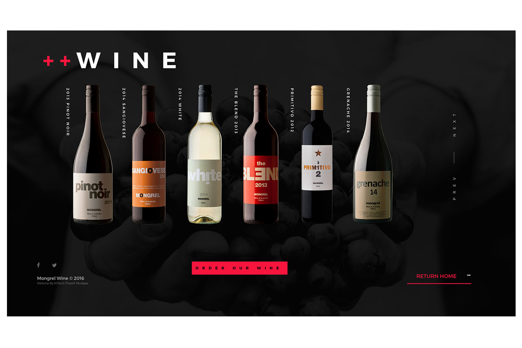 Mongrel Wine website layout