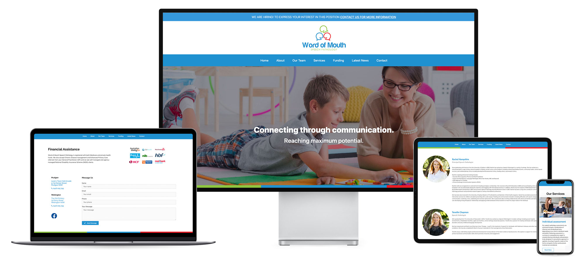 Word of Mouth website on desktop, laptop, tablet and smart phone devices