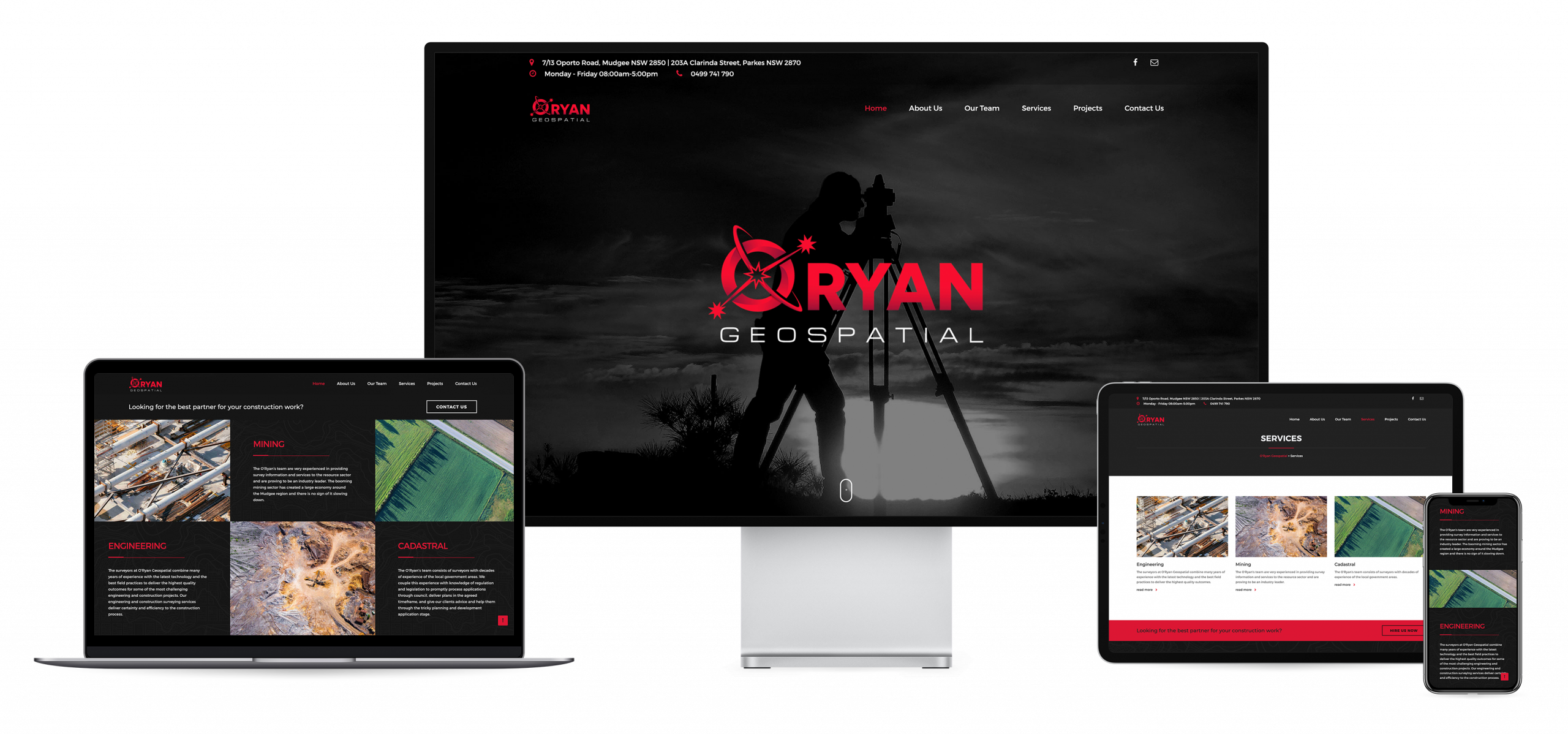 O'Ryan Geospatial website on desktop, laptop, tablet and smart phone devices
