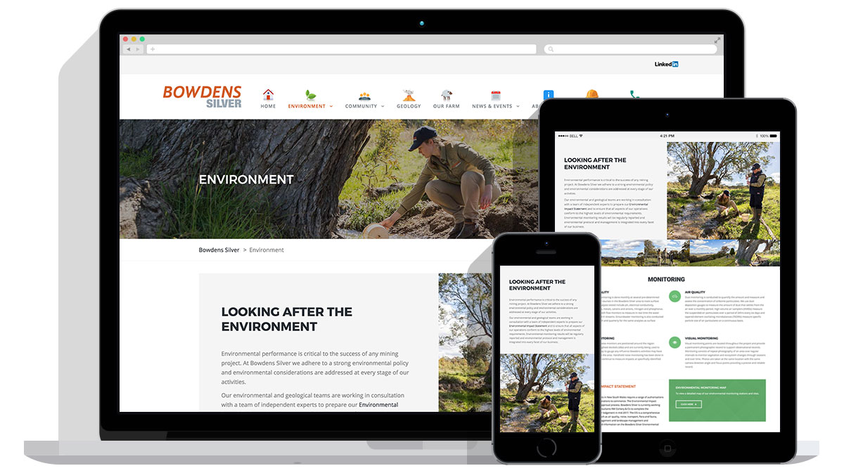 Bowden Silver website on laptop, tablet and smart phone devices