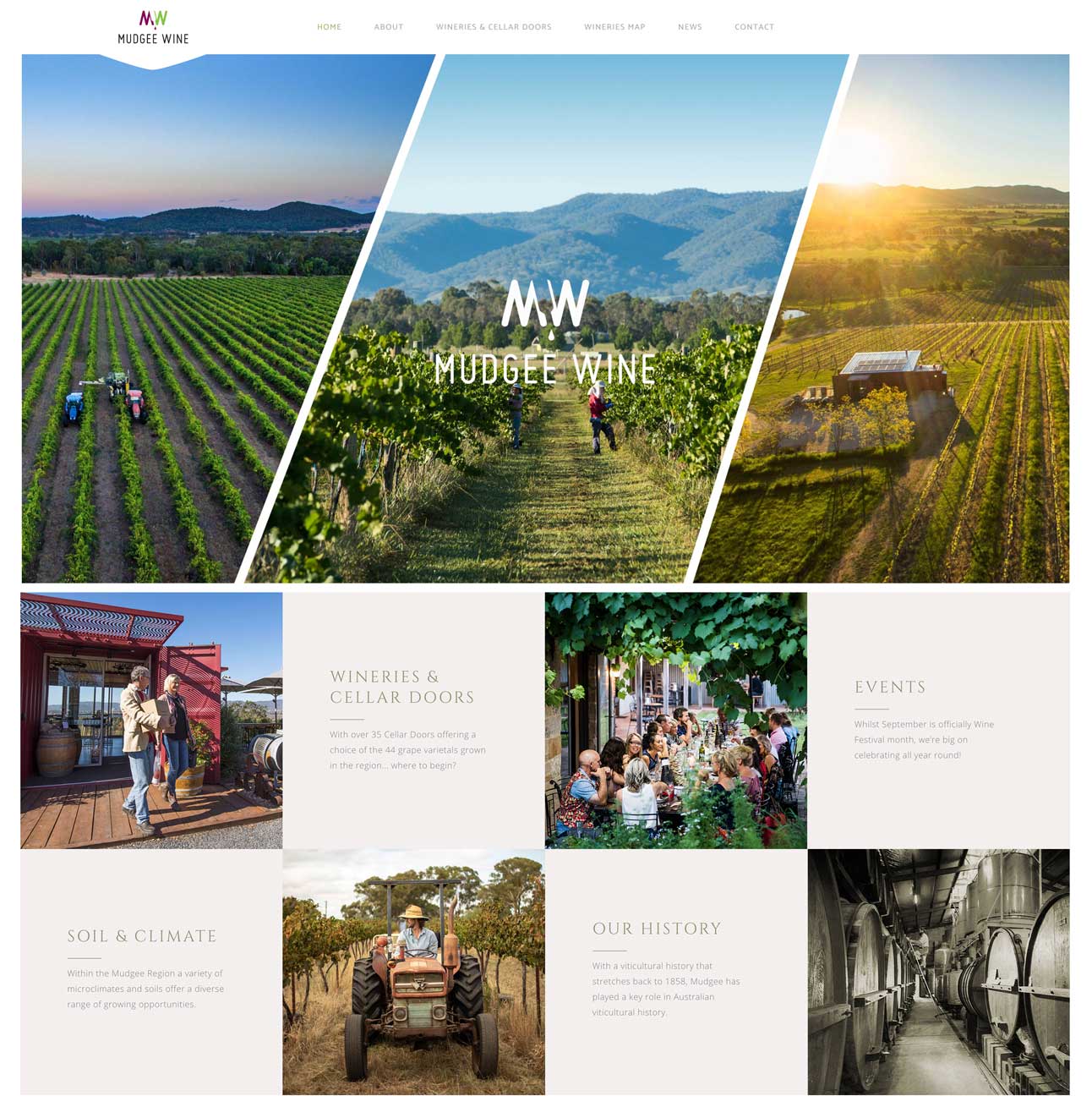 Screenshot of Mudgee Wine website layout