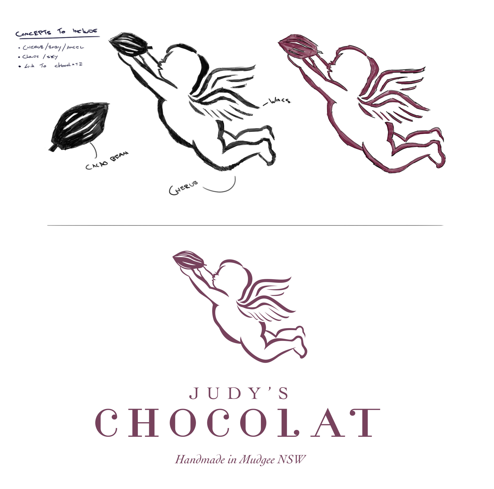 Design process of the Judy Chocolat logo
