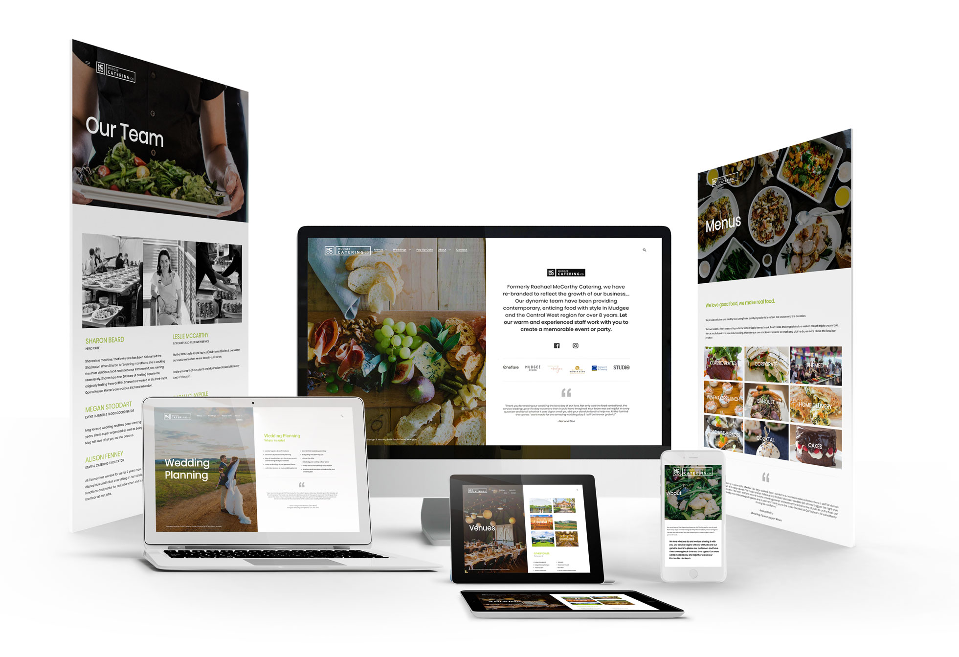 Mudgee Catering Co website on mobile responsive layouts and devices