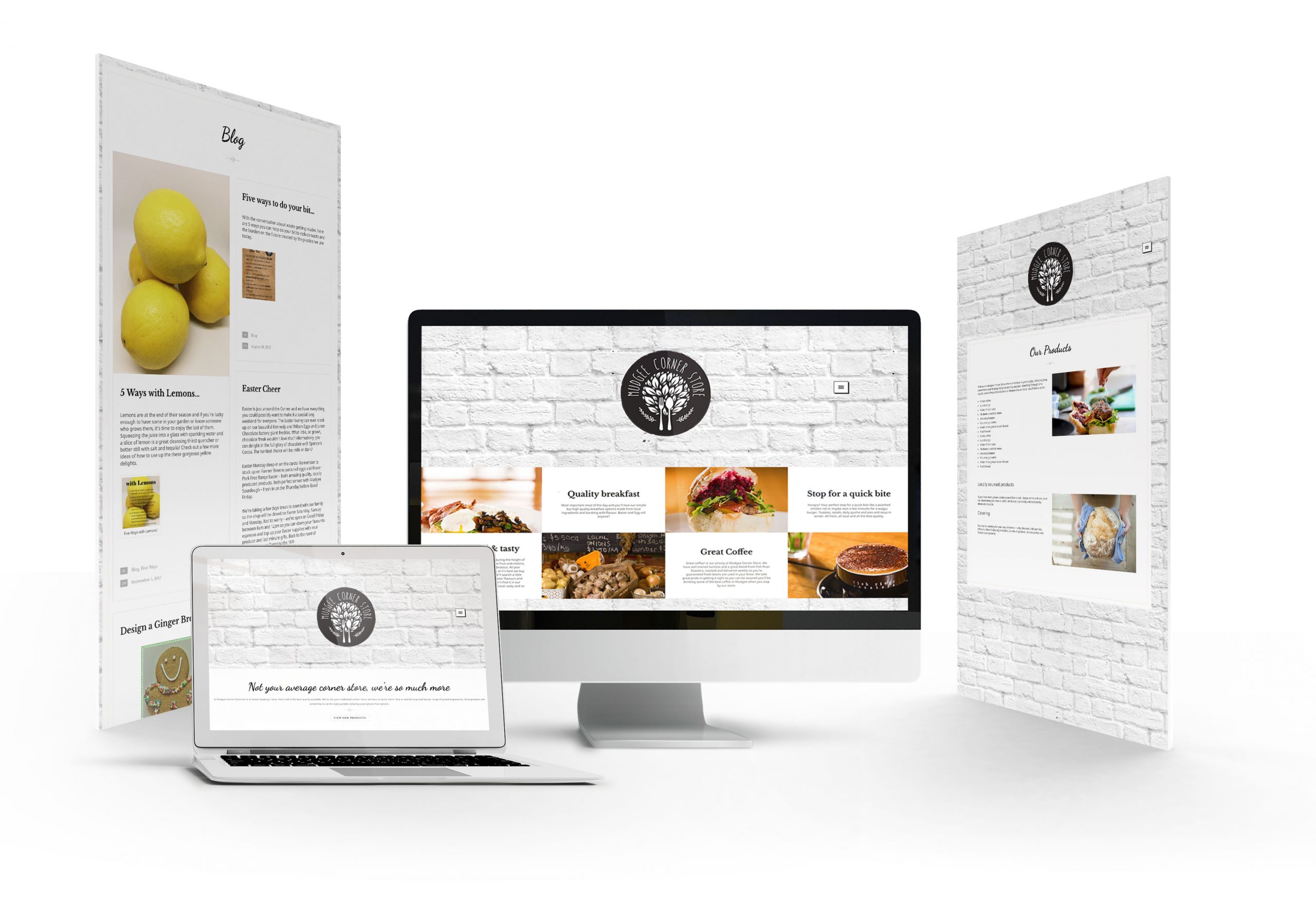 Mudgee Corner Store website on mobile responsive layouts and devices