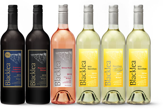 Wine bottle spread from Blacklea Vineyard